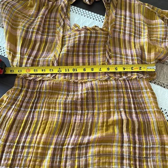 Anthropologie Gauzy Plaid Mini Dress - Picture 6 of 7